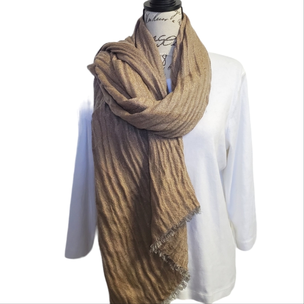 Express Women's Blanket /Wrap Scarf Crinkle Metallic Threading Fringed E…